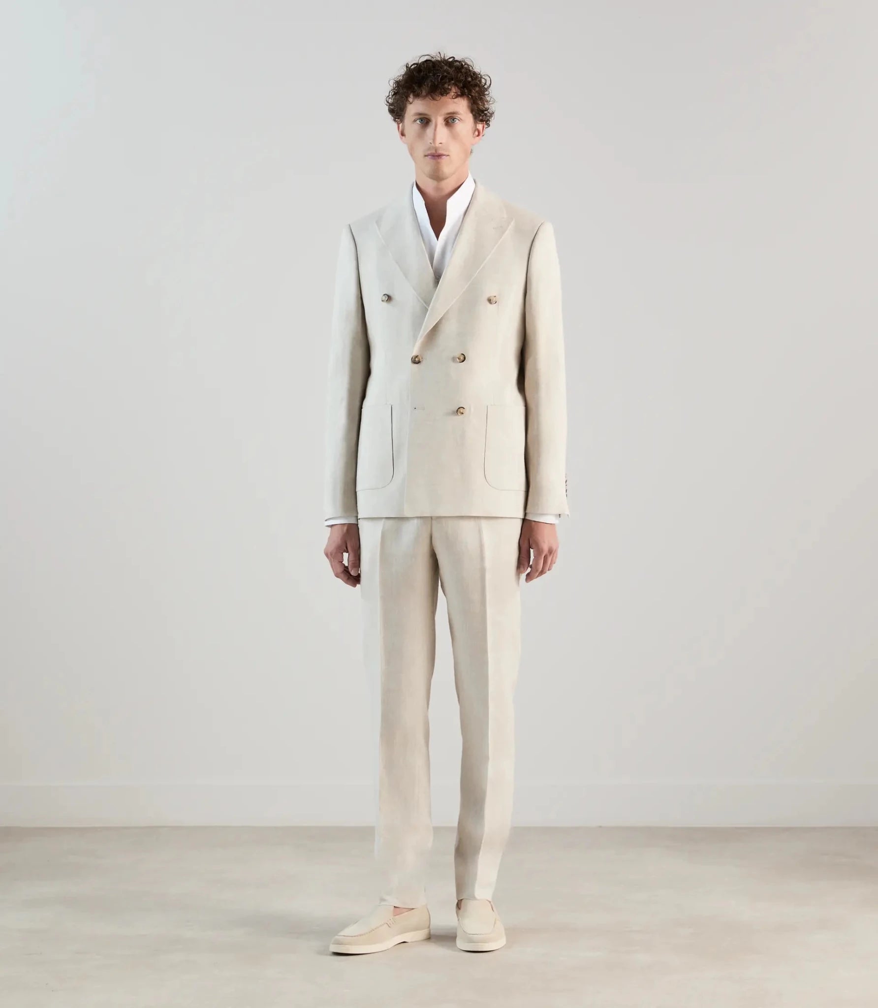 Veste ville croisée 100% lin beige - IZAC