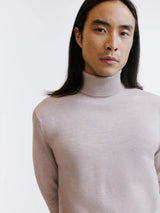 Beige merino wool turtleneck sweater