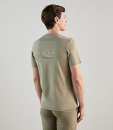 T-shirt col rond avec print kaki clair - IZAC