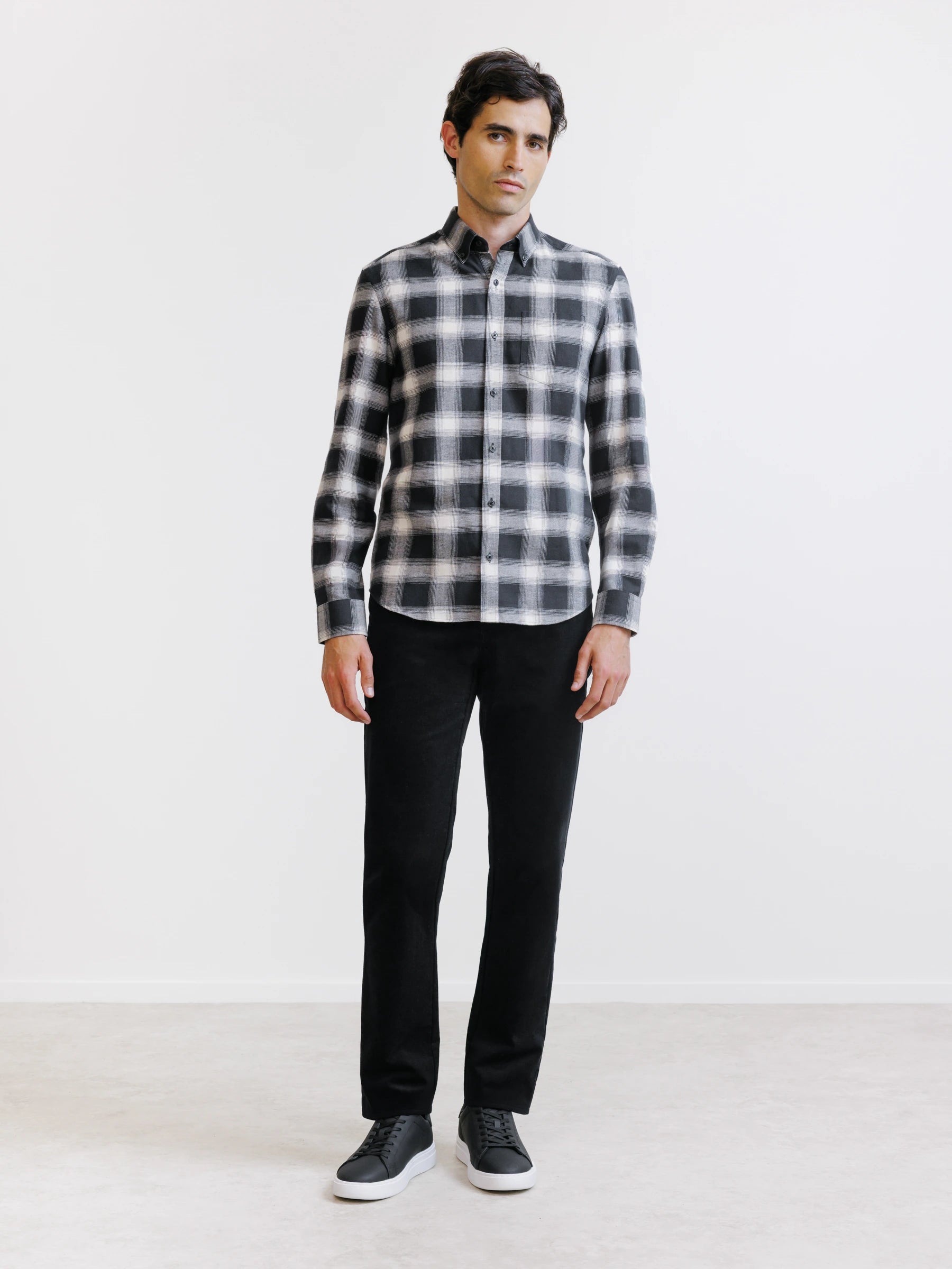 Black plaid shirt