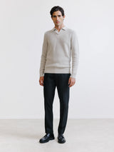 Pull col polo ouvert 1 bouton mastic
