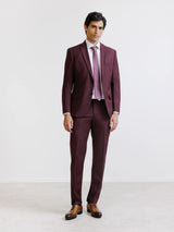 2-button suit in plum wool