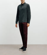 Long-sleeved button-down polo shirt anthracite