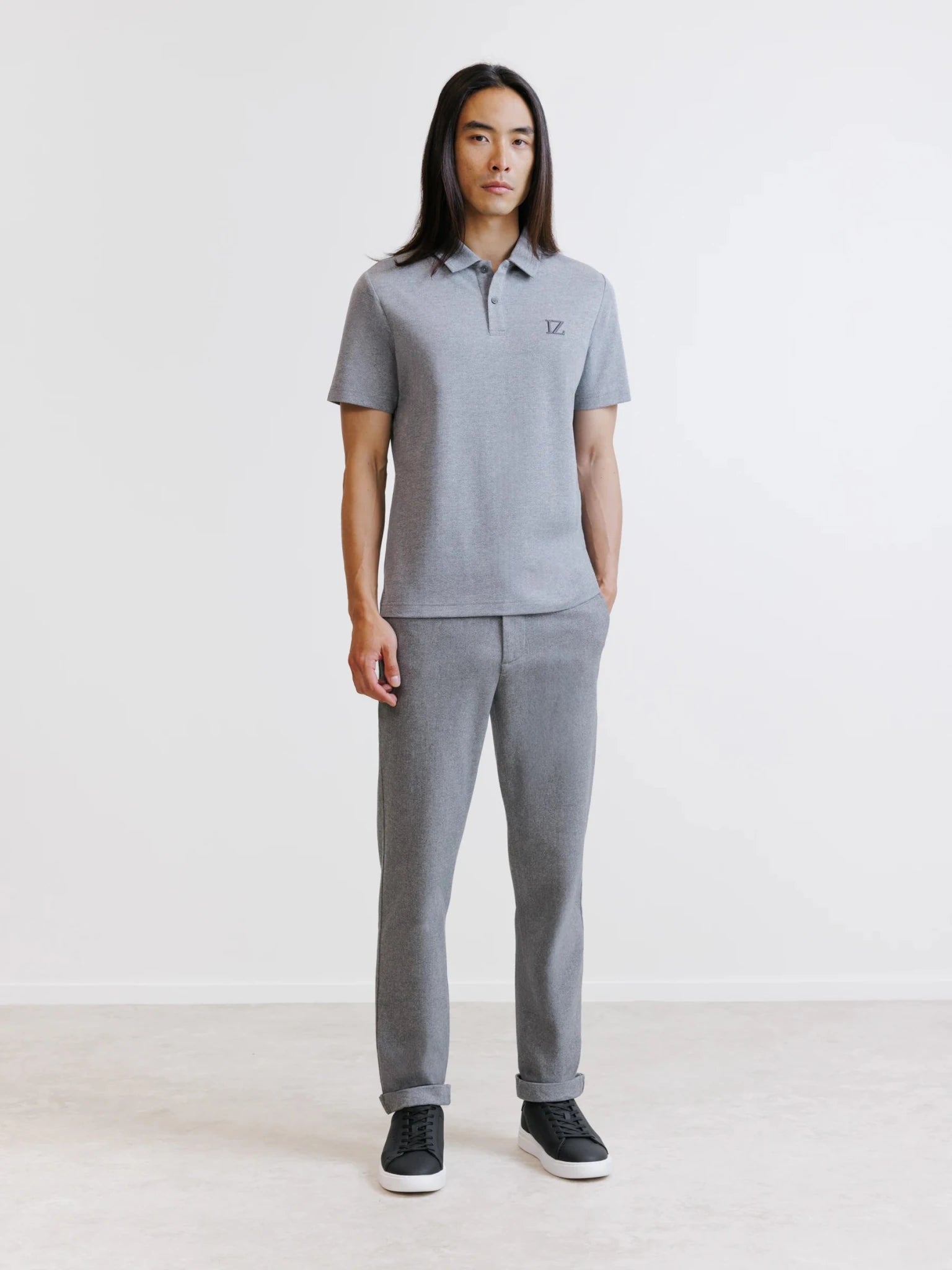 Polo en chevron gris chiné - IZAC
