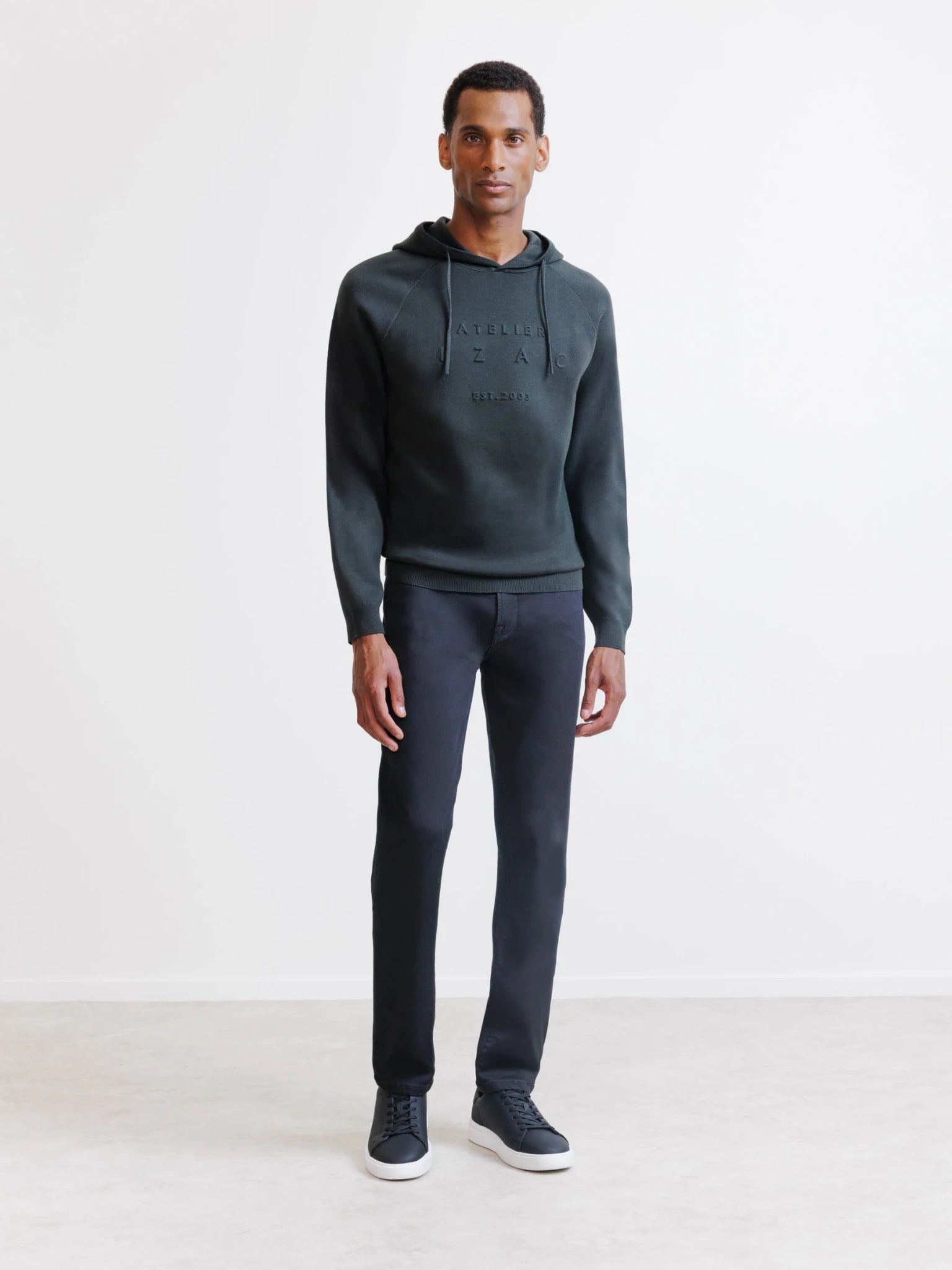 Pull à capuche en maille kaki foncé - IZAC