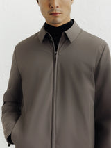 Blouson col chemise taupe