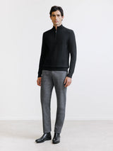 Pull demi zippé mérinos noir