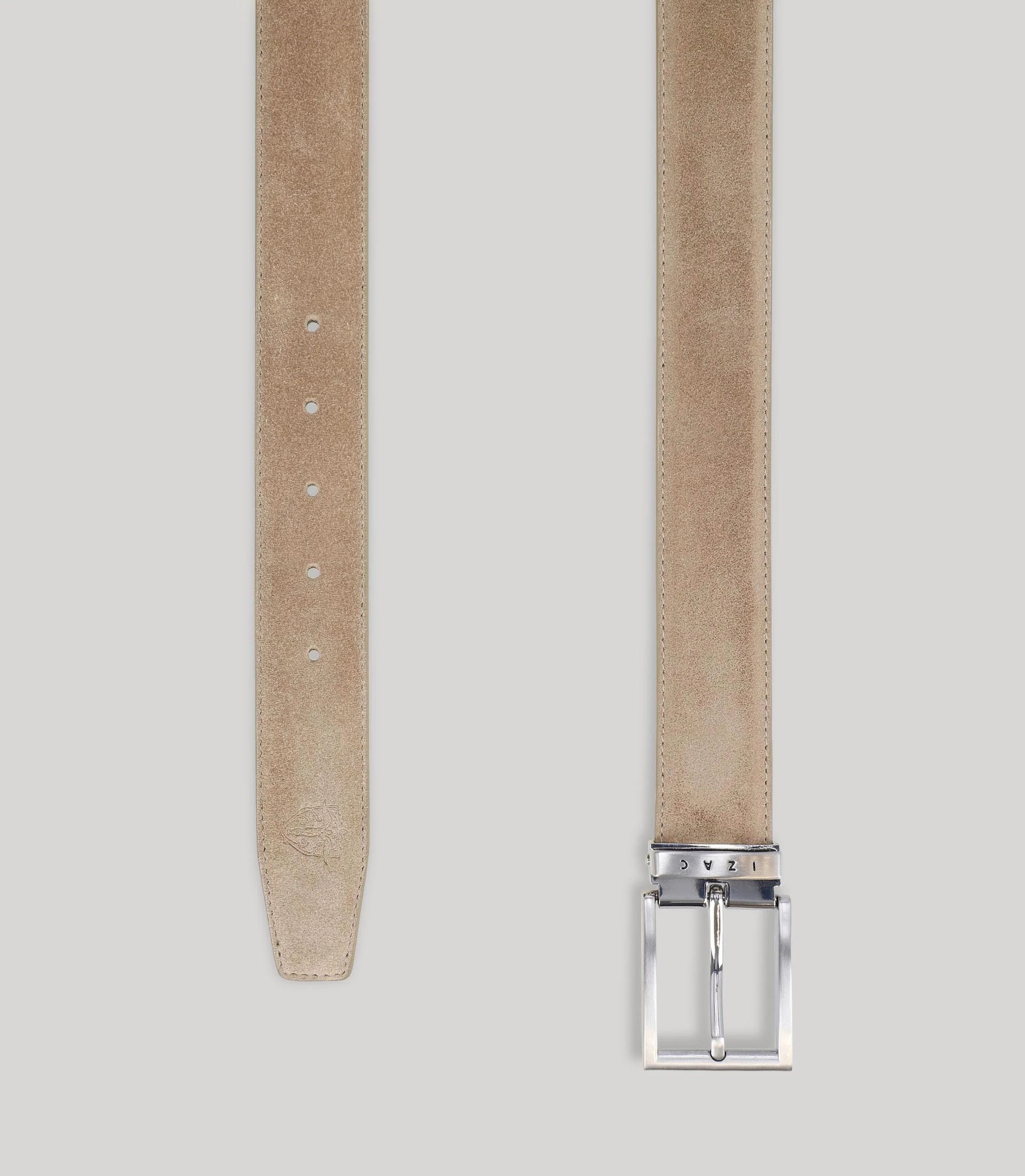 Ceinture réversible en cuir nubuck beige - IZAC