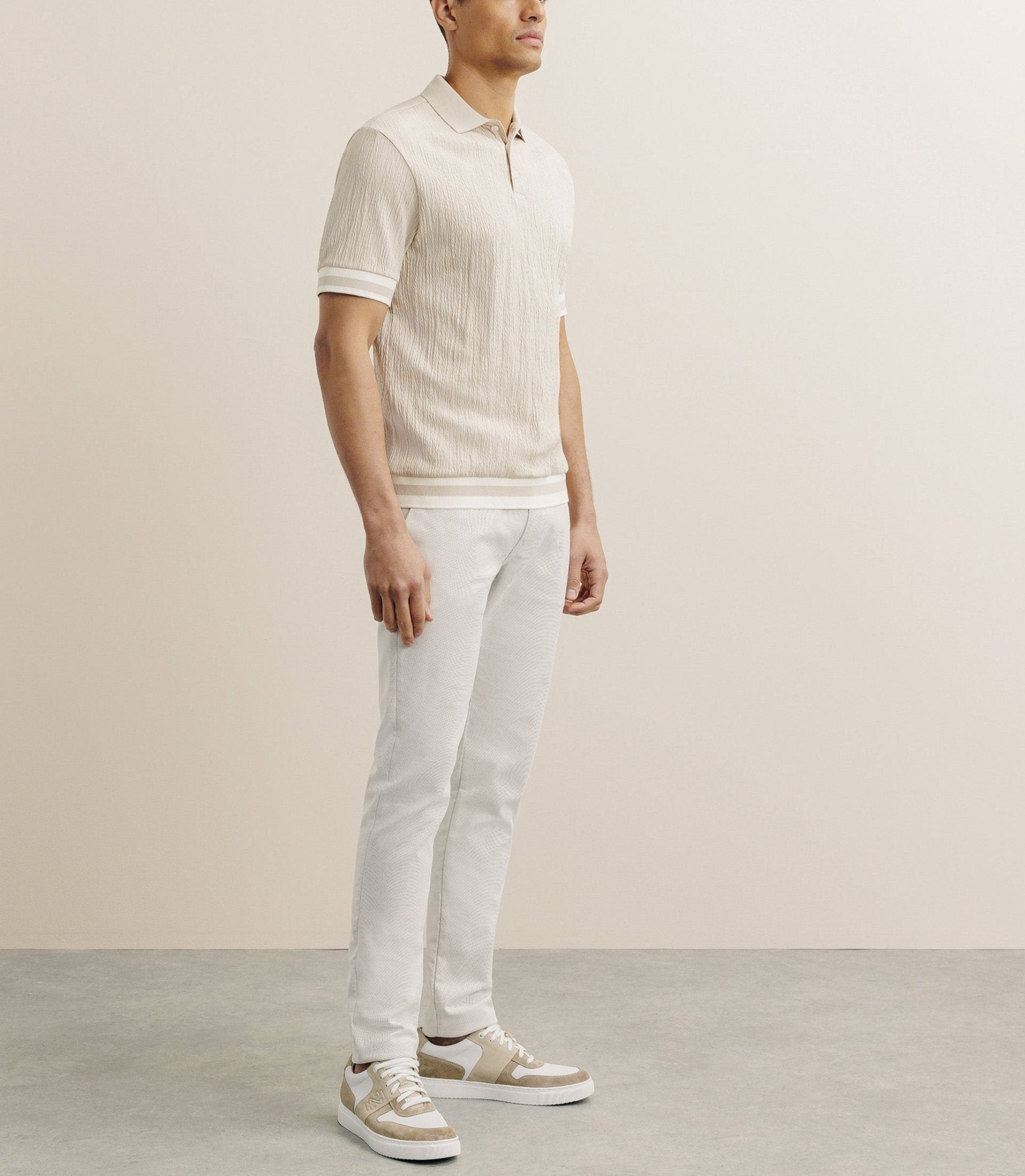 Polo boutonné en jersey beige - IZAC