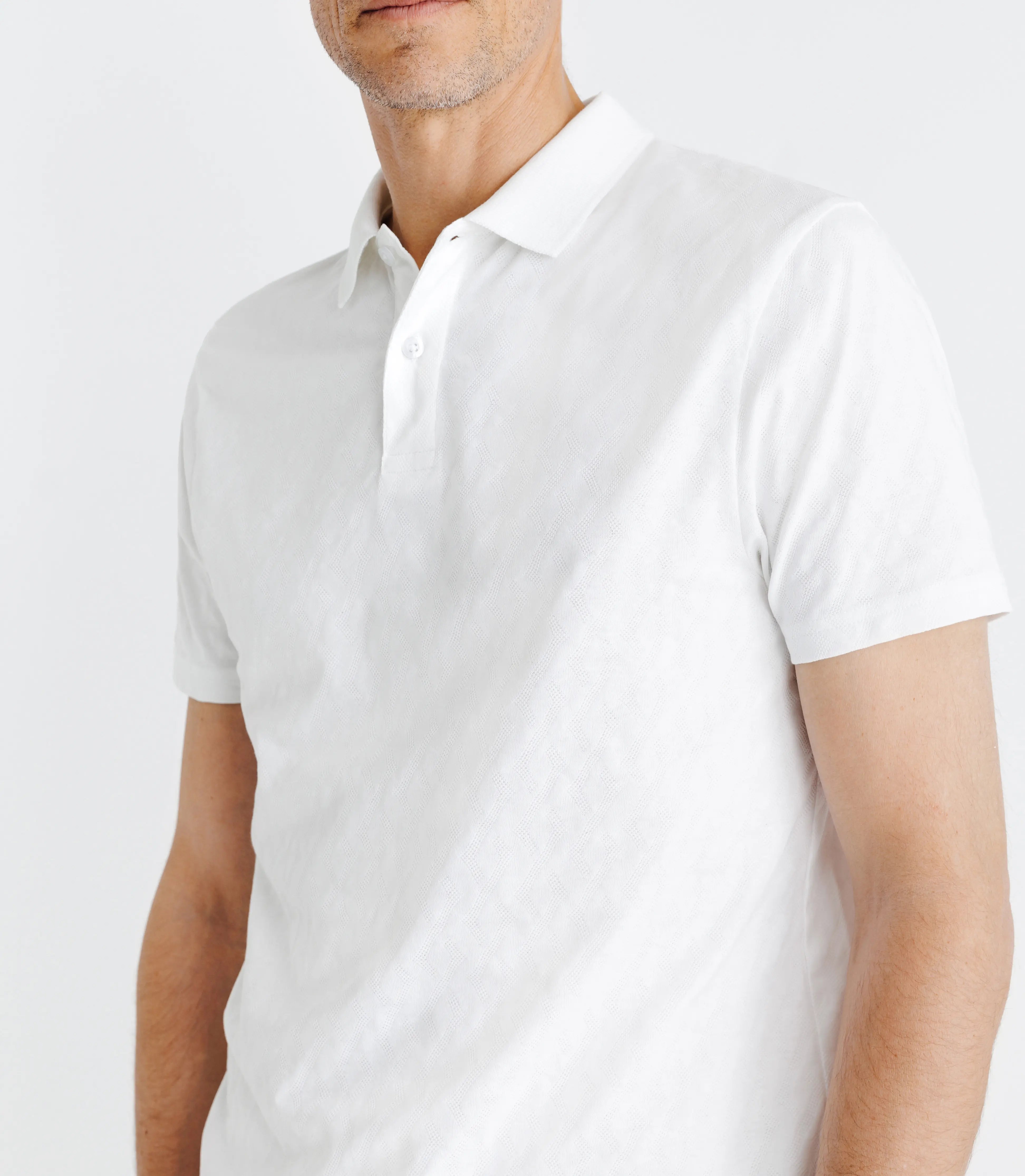 Polo en jacquard blanc - IZAC