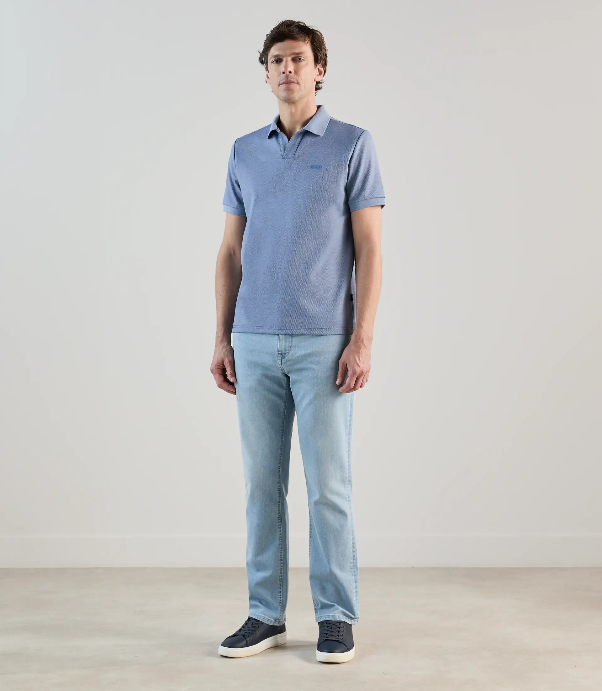 Polo col ouvert indigo - IZAC