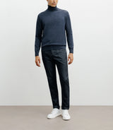 Pull col roulé indigo