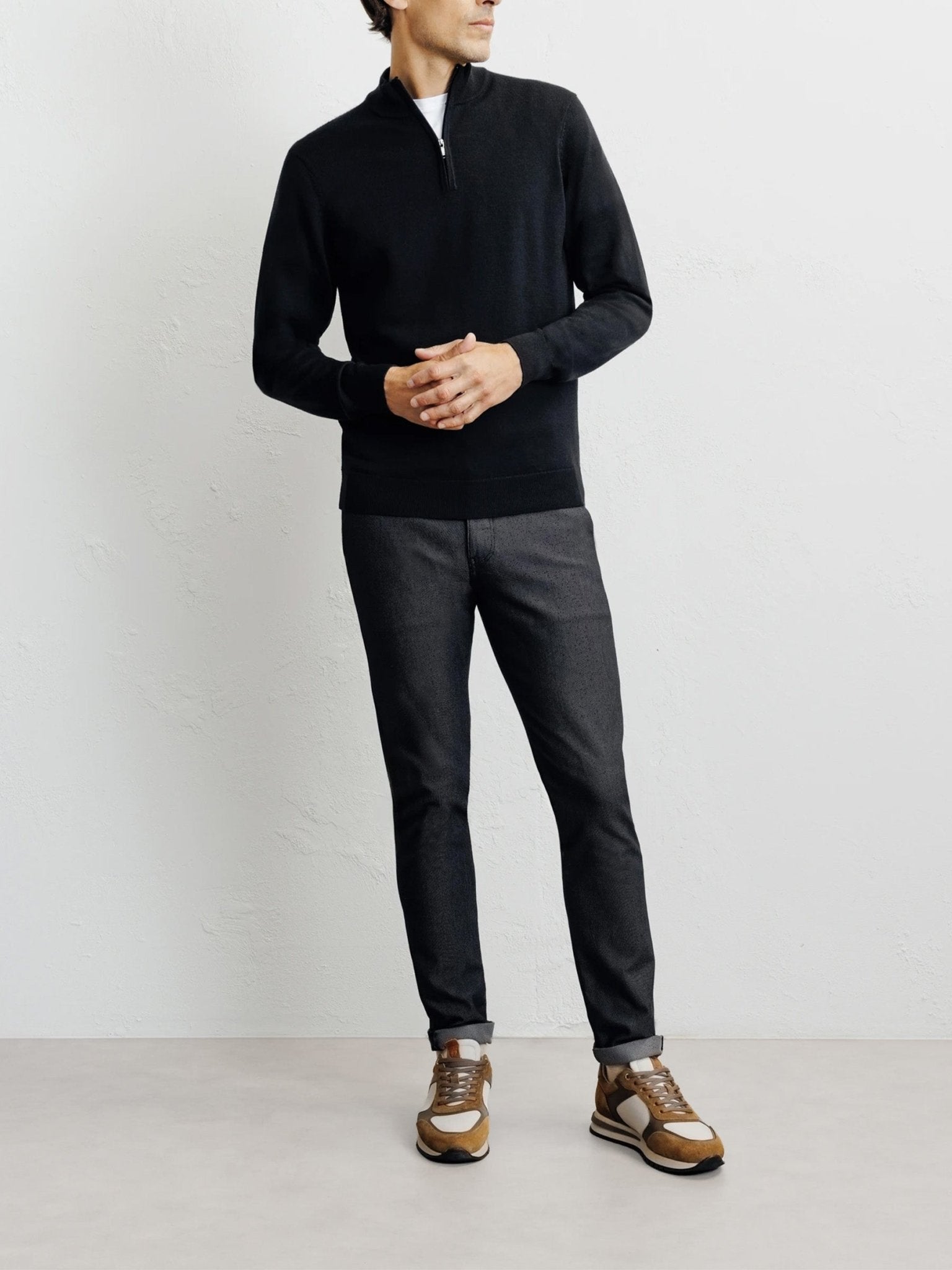 Pull demi zippé noir - IZAC
