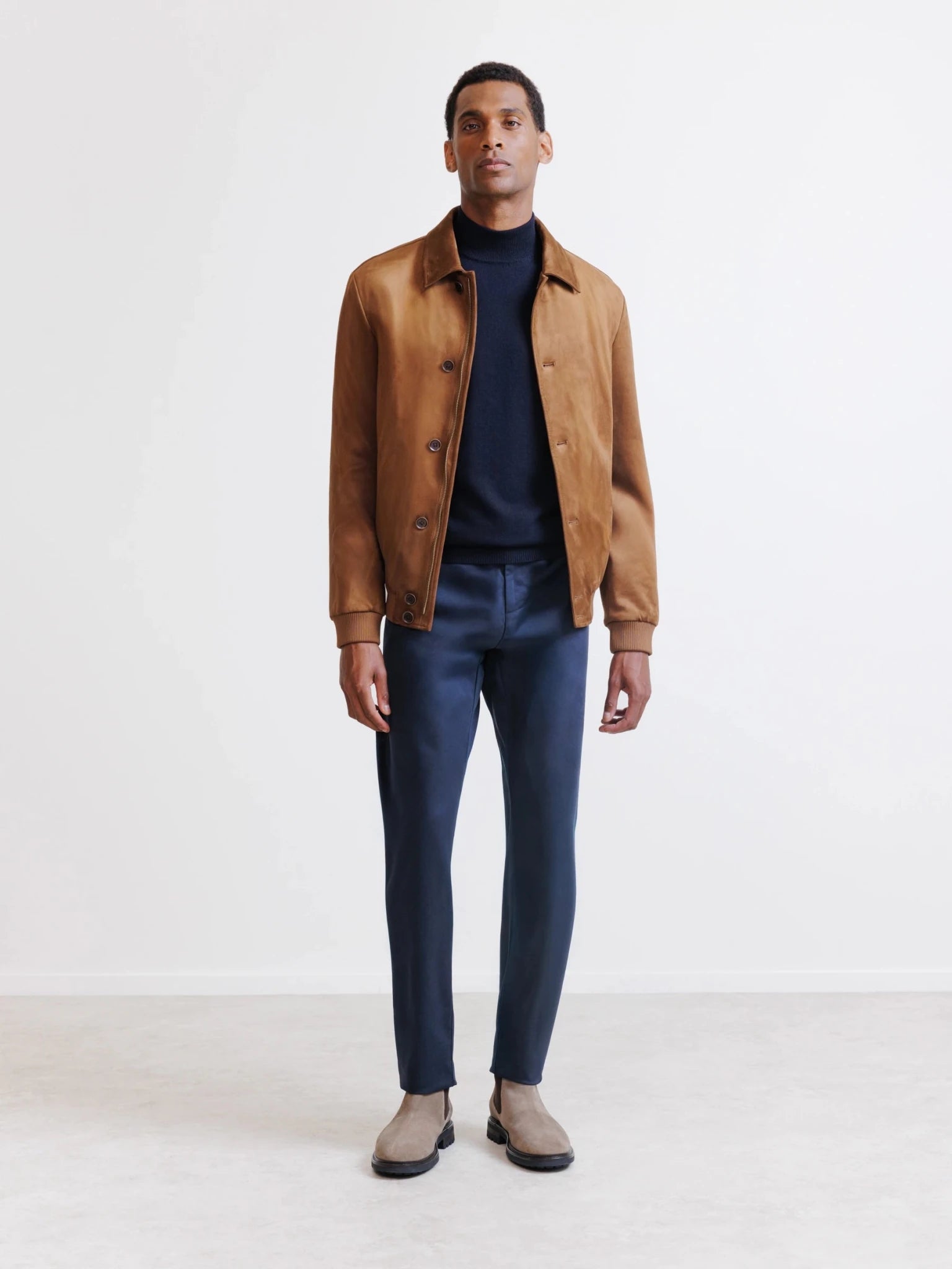Blouson en suède marron