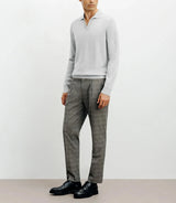 Pull col polo en laine mérinos gris