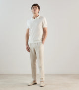 Polo à col ouvert en maille écru - IZAC