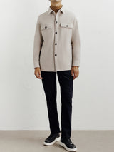 Beige shirt collar casual jacket