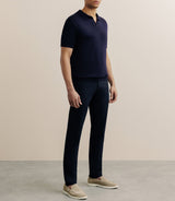 Polo col ouvert en maille marine - IZAC