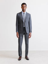 Two-button suit, 100% wool, medium grey