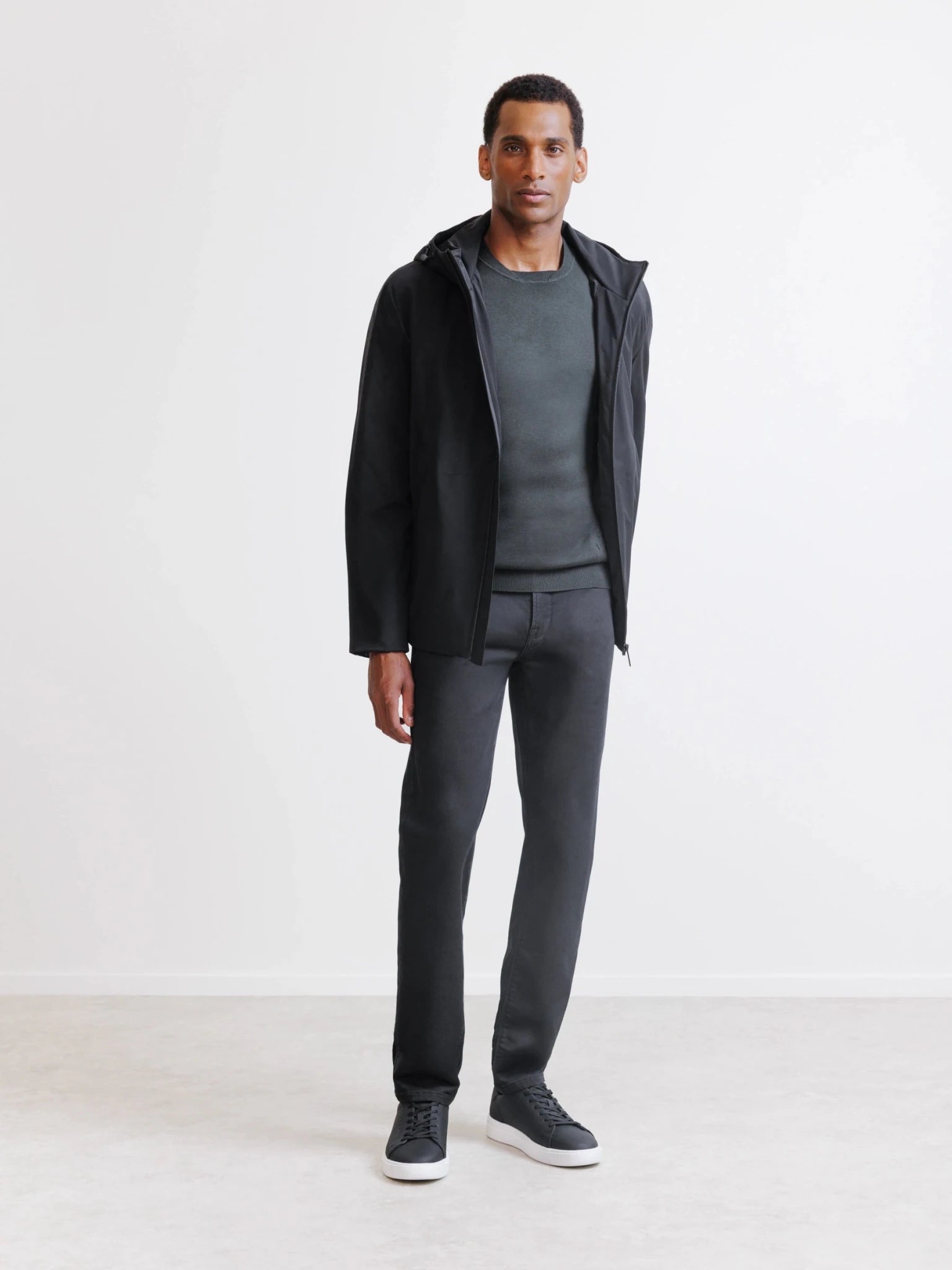 Black hooded jacket