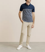 Polo boutonné marinière marine - IZAC