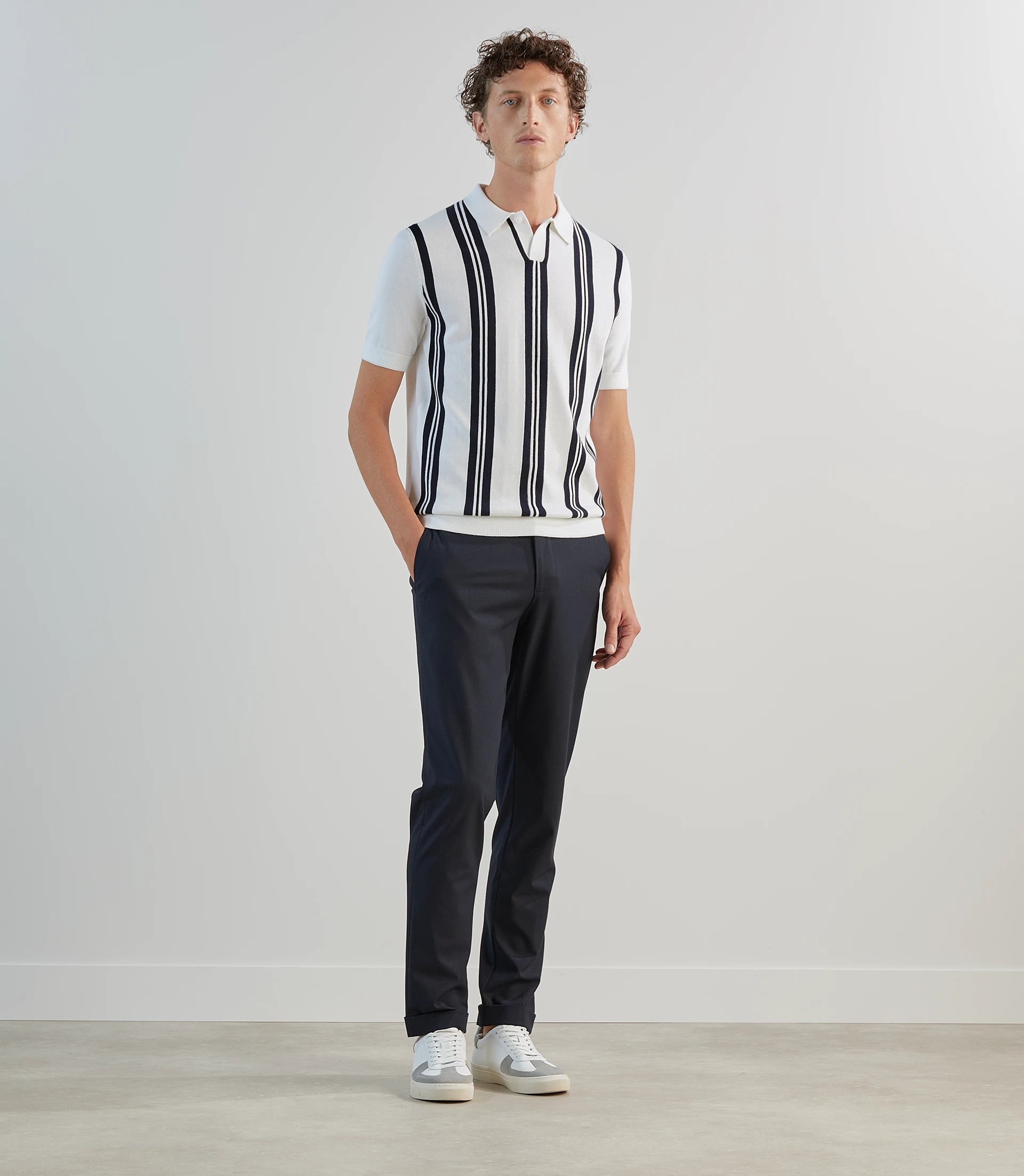 Polo en maille à rayures blanches - IZAC