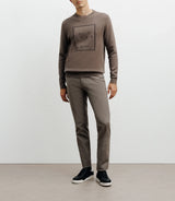 Pull col rond fantaisie chatain