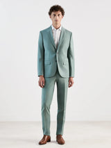 Light green, predominantly wool, two-button suit