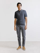 Charcoal knit polo shirt