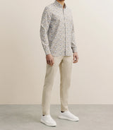 Chemise imprimée à fleurs camel