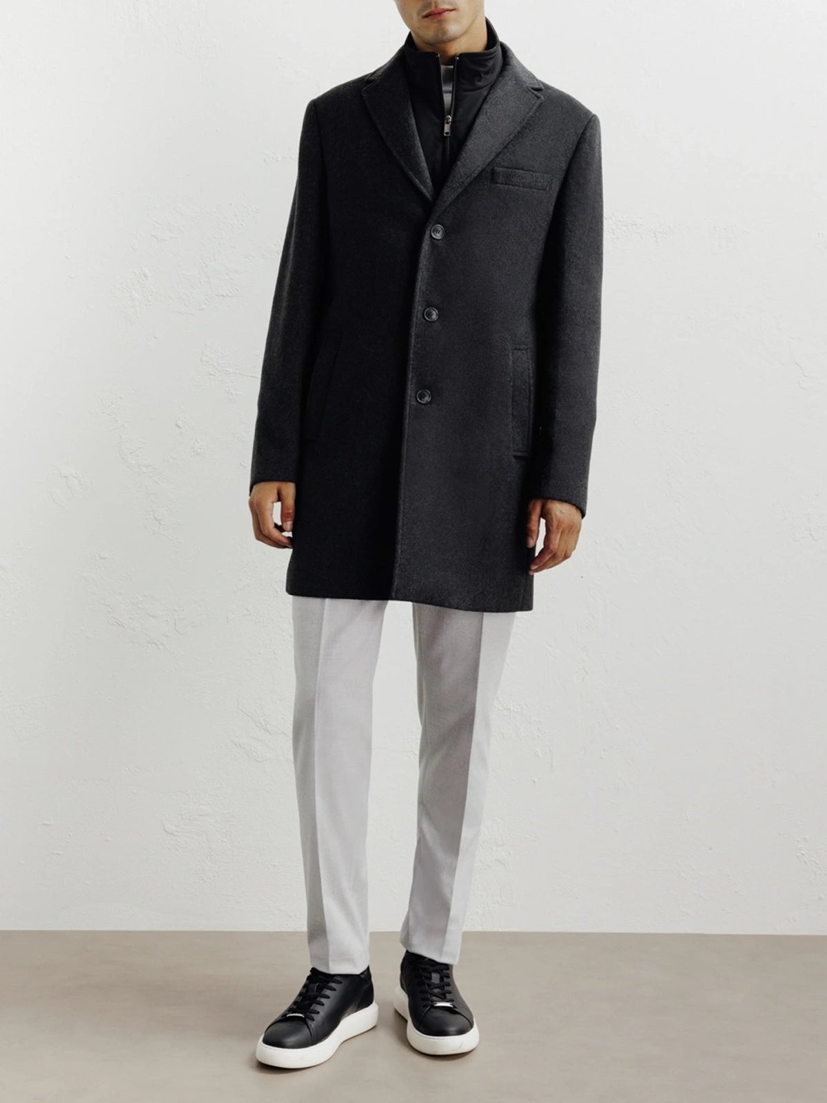 Manteau ville à parmenture amovible gris foncé - IZAC