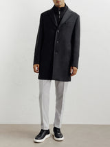 City coat with removable trim, dark gray