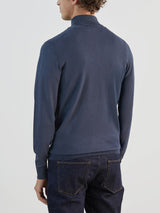 Pull col zip indigo
