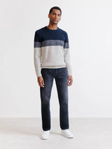 Pull col rond marine