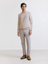 Pull col rond beige