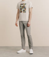 T-shirt print manches courtes beige