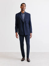 Navy blue double-breasted suit