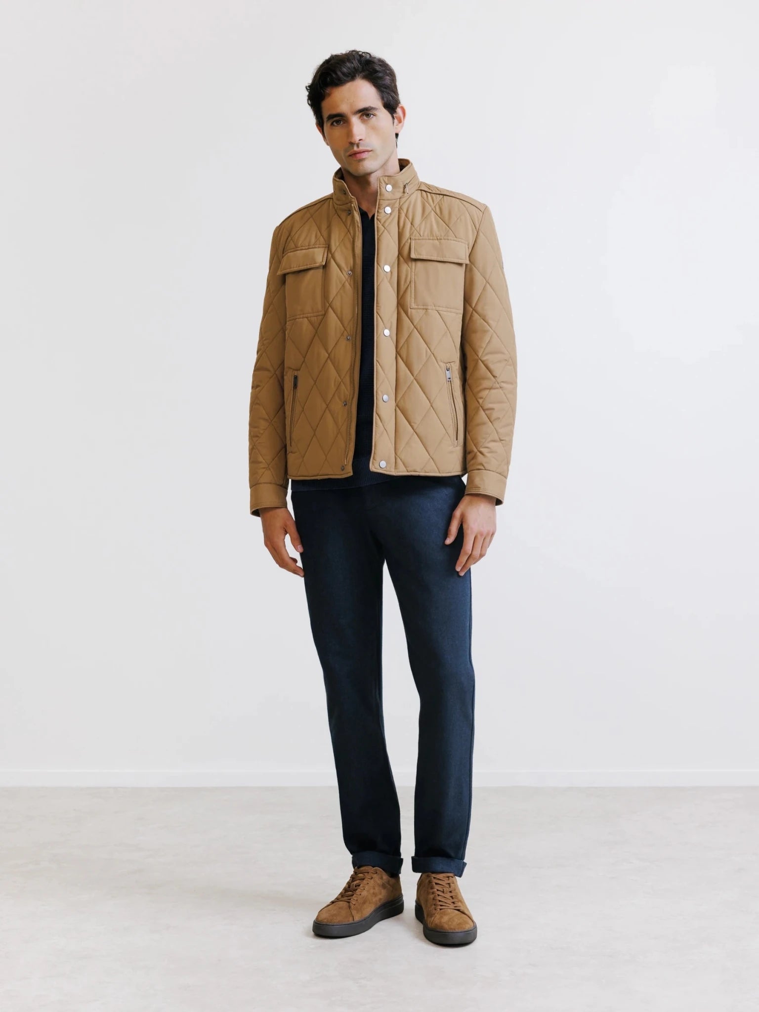 Blouson col montant camel