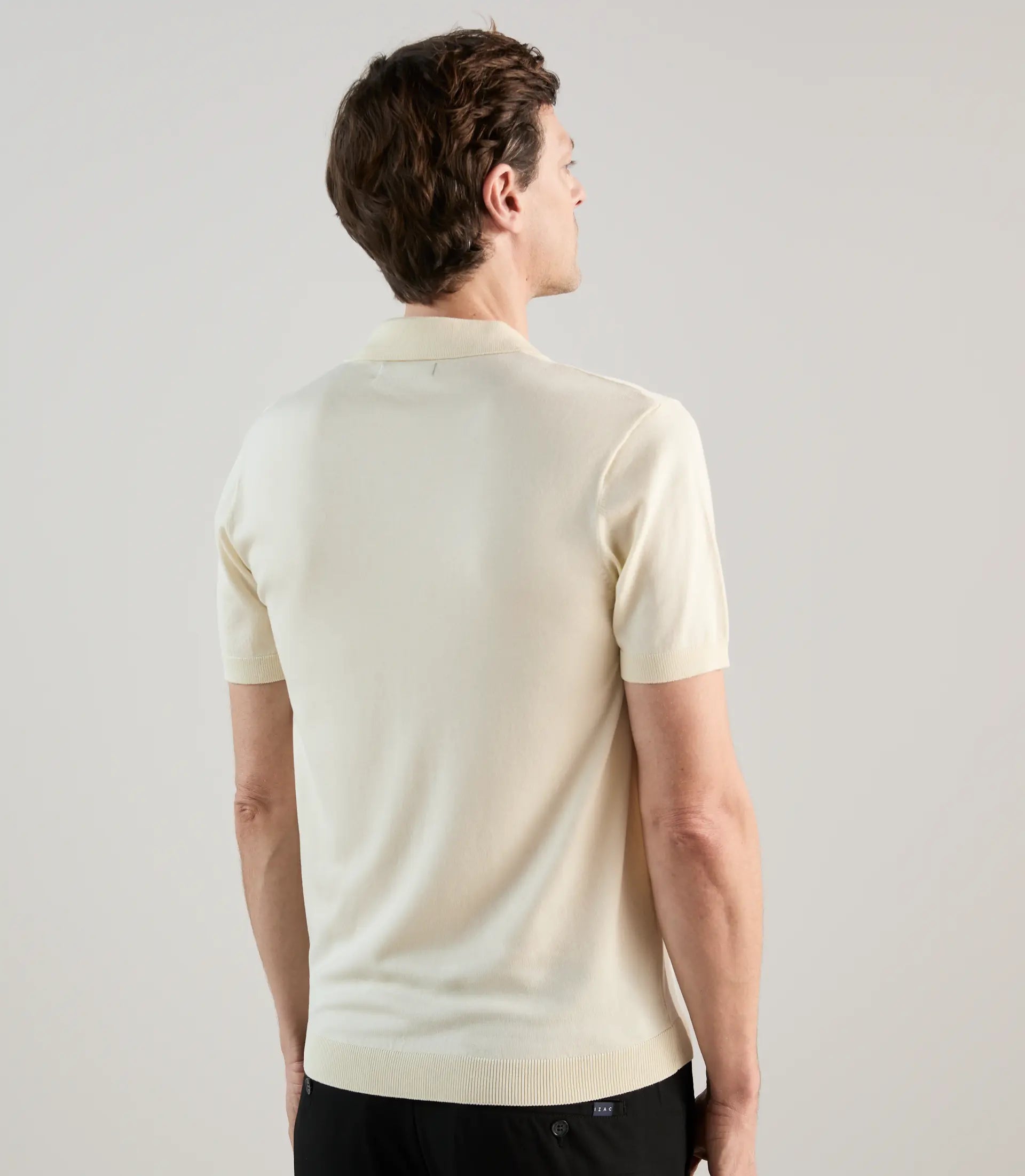 Polo col ouvert en maille jaune pâle - IZAC