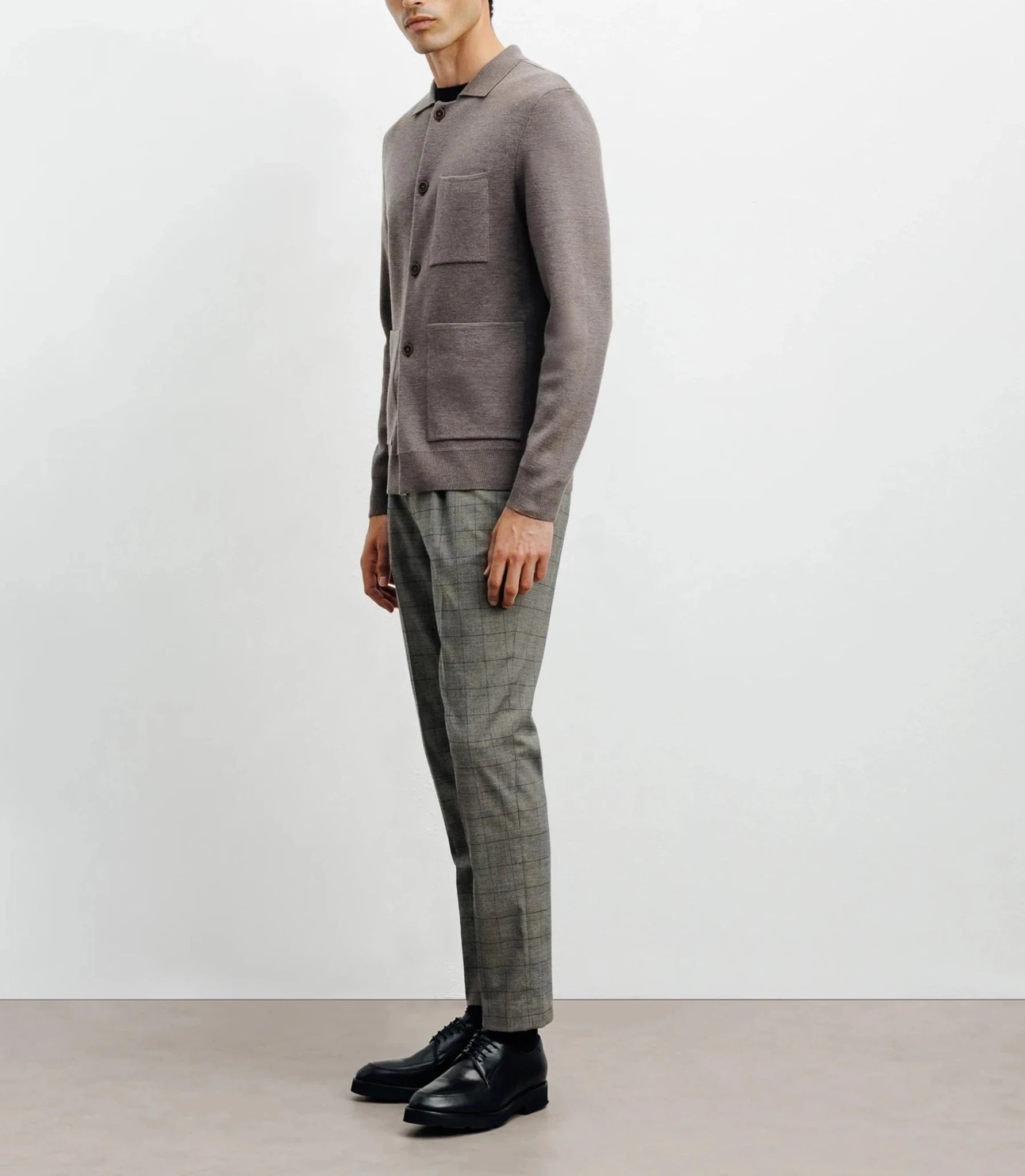 Cardigan surchemise en maille chatain