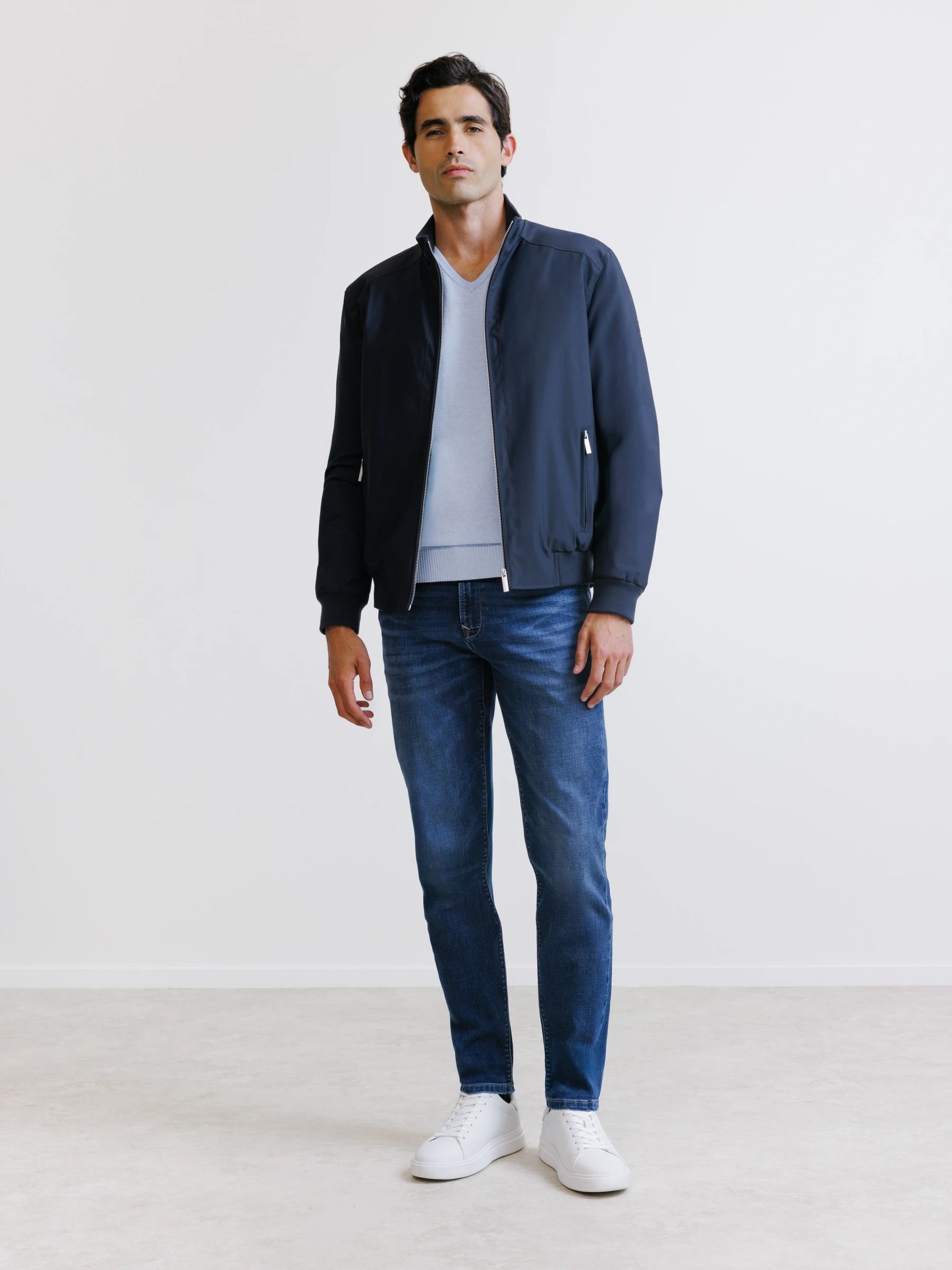 Blouson col montant marine