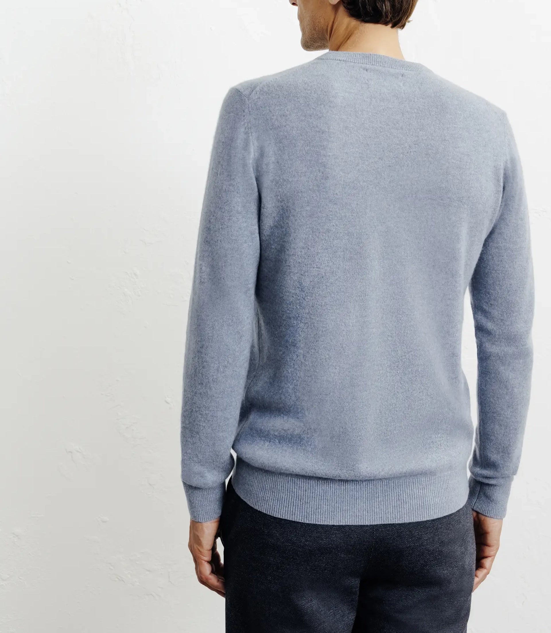 Pull col rond 100% cachemire indigo