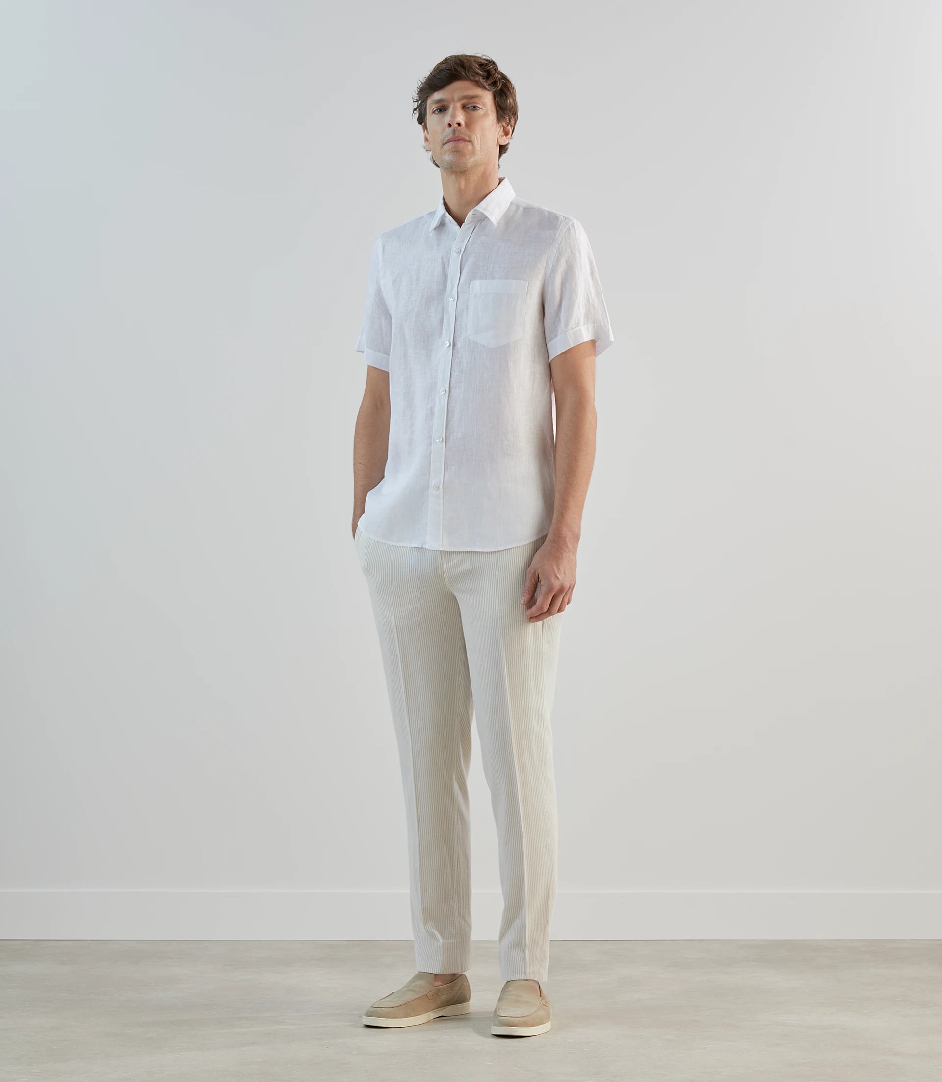 Chemise casual 100% lin blanche - IZAC