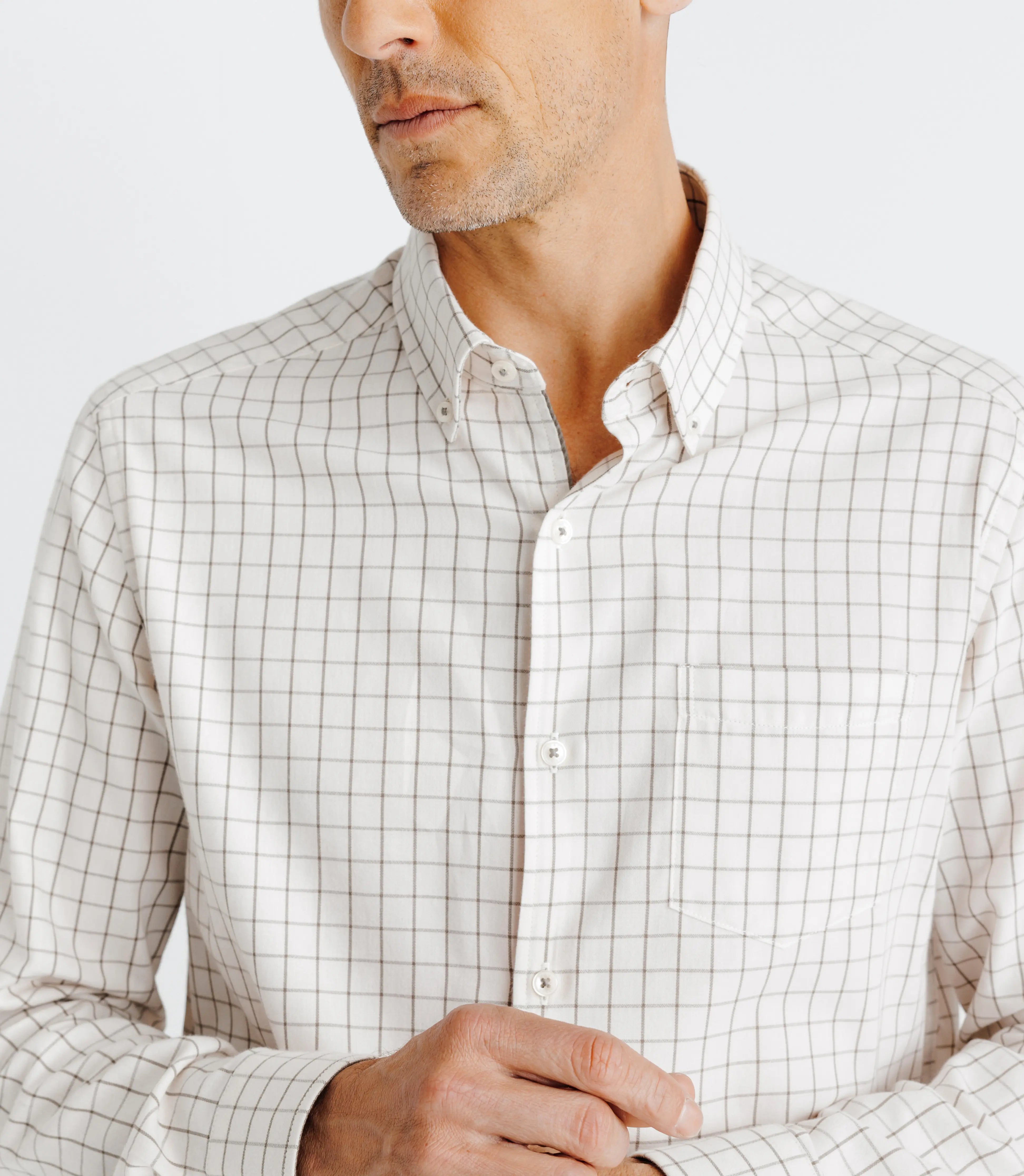 Chemise avec carreaux beige - IZAC