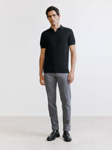 Black mesh open collar polo shirt