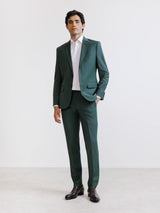 Two-button dark green wool-blend suit