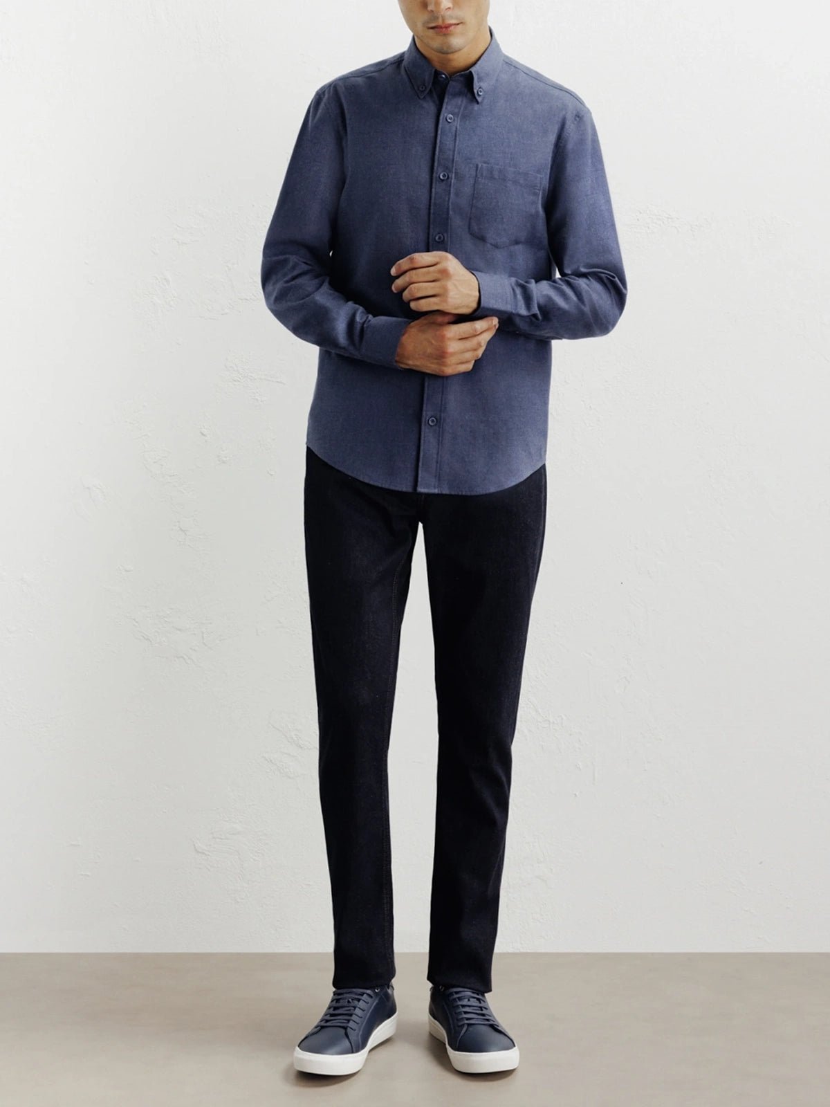 Chemise casual avec col boutonné marine