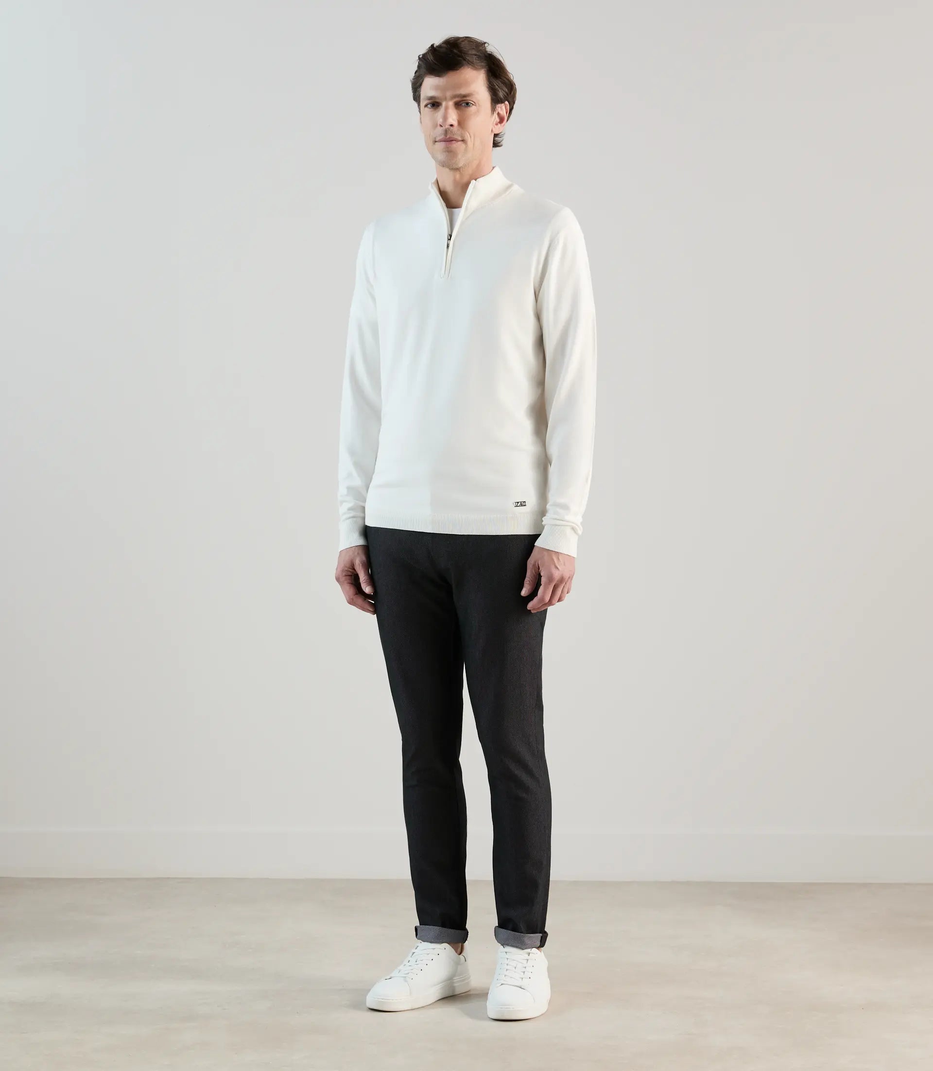 Pull demi - zip à col montant écru - IZAC