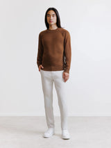 Pull en laine col rond tabac