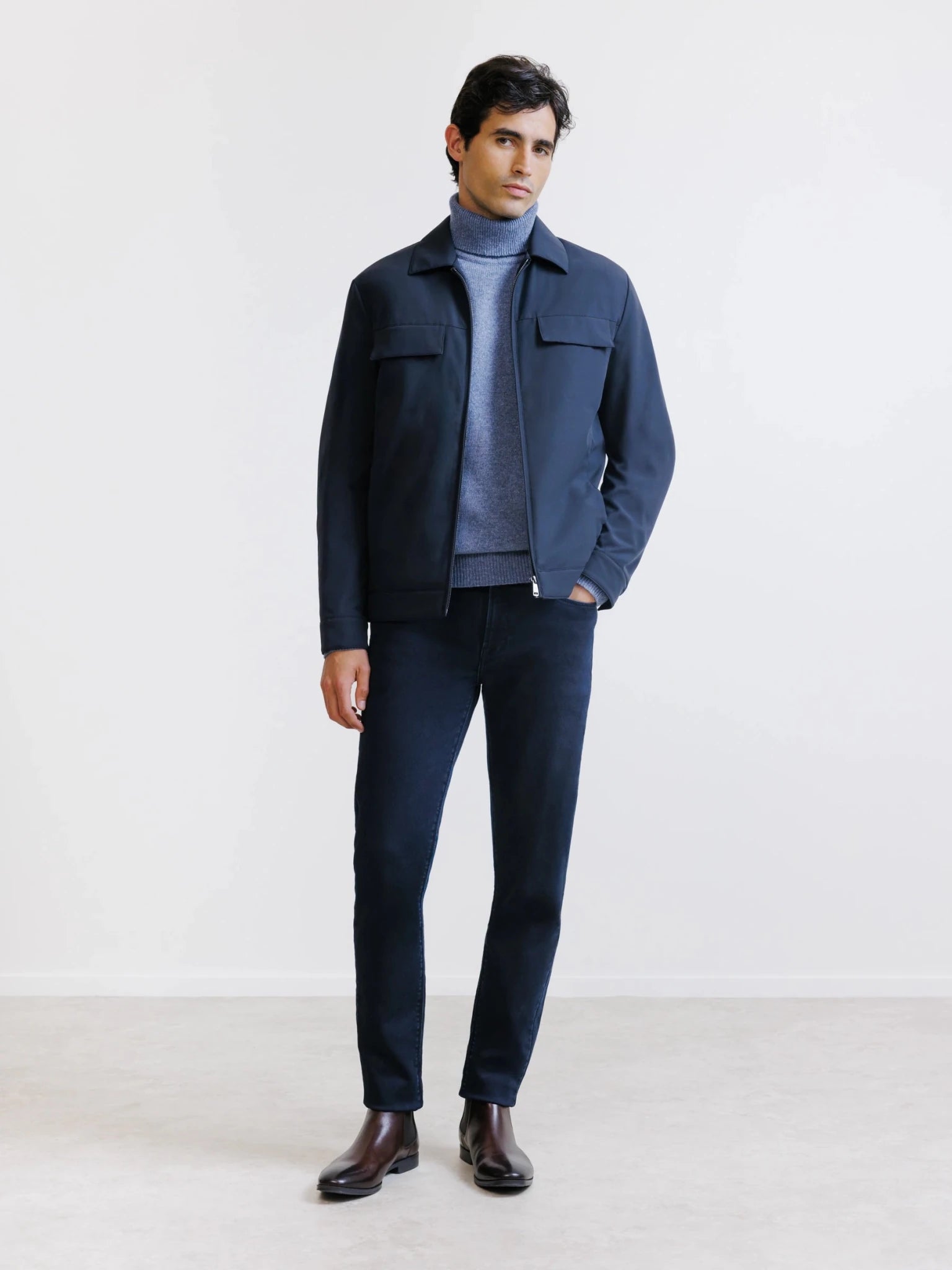 Blouson col chemise marine - IZAC